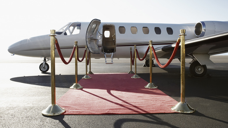 Airplane with red carpet