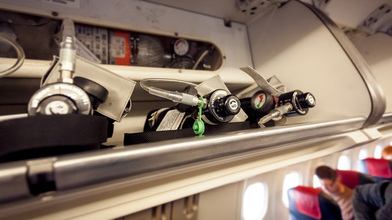 oxygen cylinders on plane