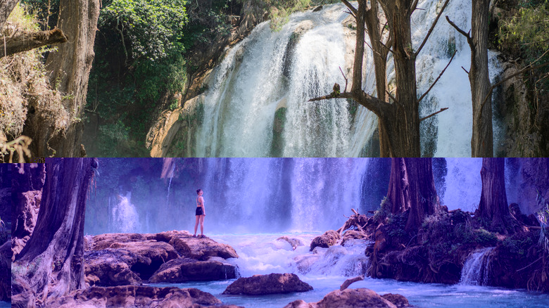 Bucket list traveler enjoying waterfalls