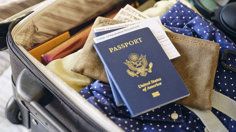 Passport in suitcase