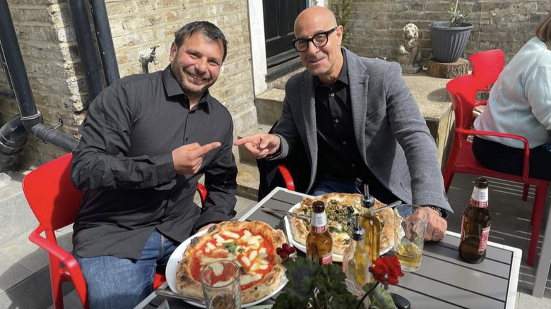 Stanley Tucci with chef of Arte Pizza