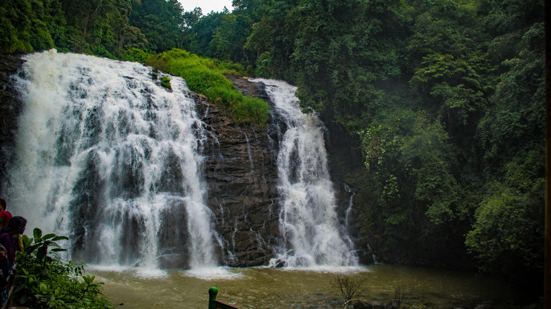 View of waterfall flowing rapidly