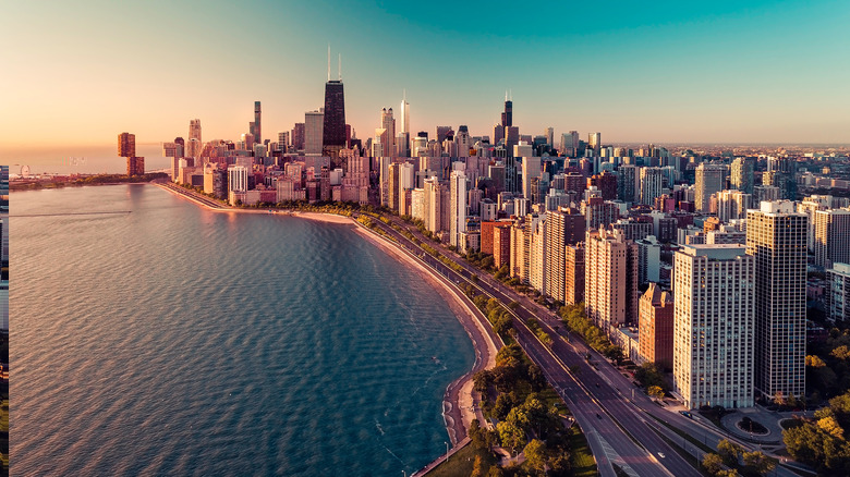 aerial skyline of Chicago