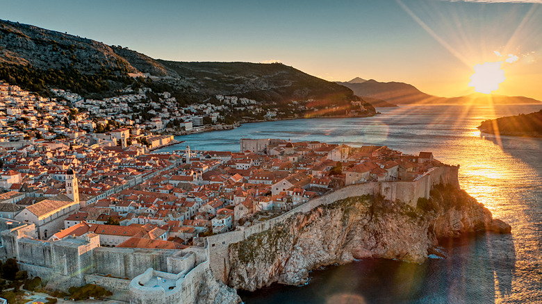 Areial view of sunset, Dubrovnik