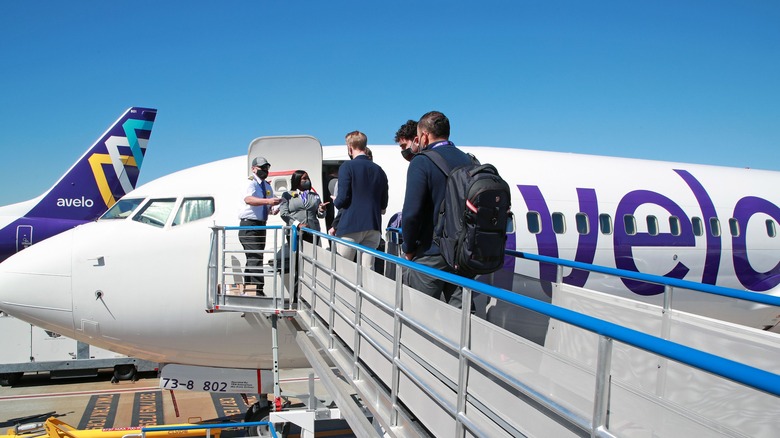 passengers boarding Avelo flight