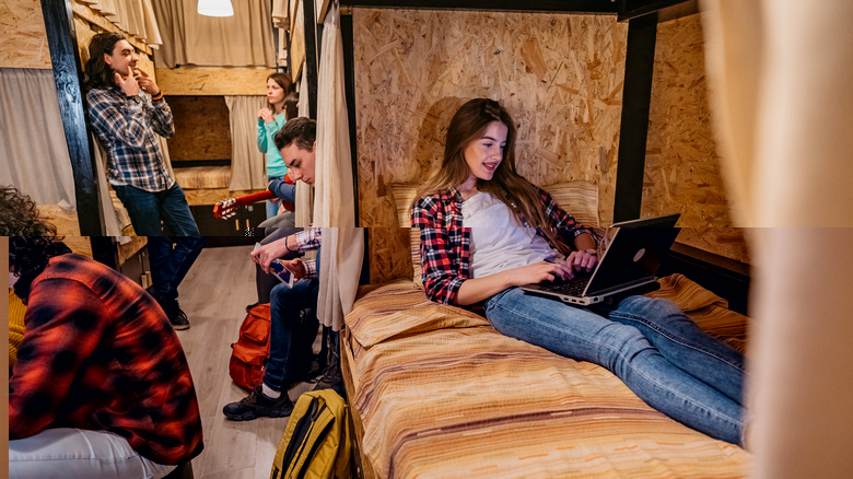 travelers in a hostel dorm